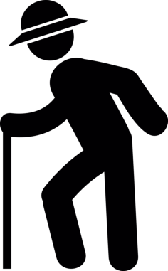 Old Man With Hat Walking With Cane Tracing Svg Vector, Free Vectors File